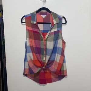 Tank top colorful checker pattern.